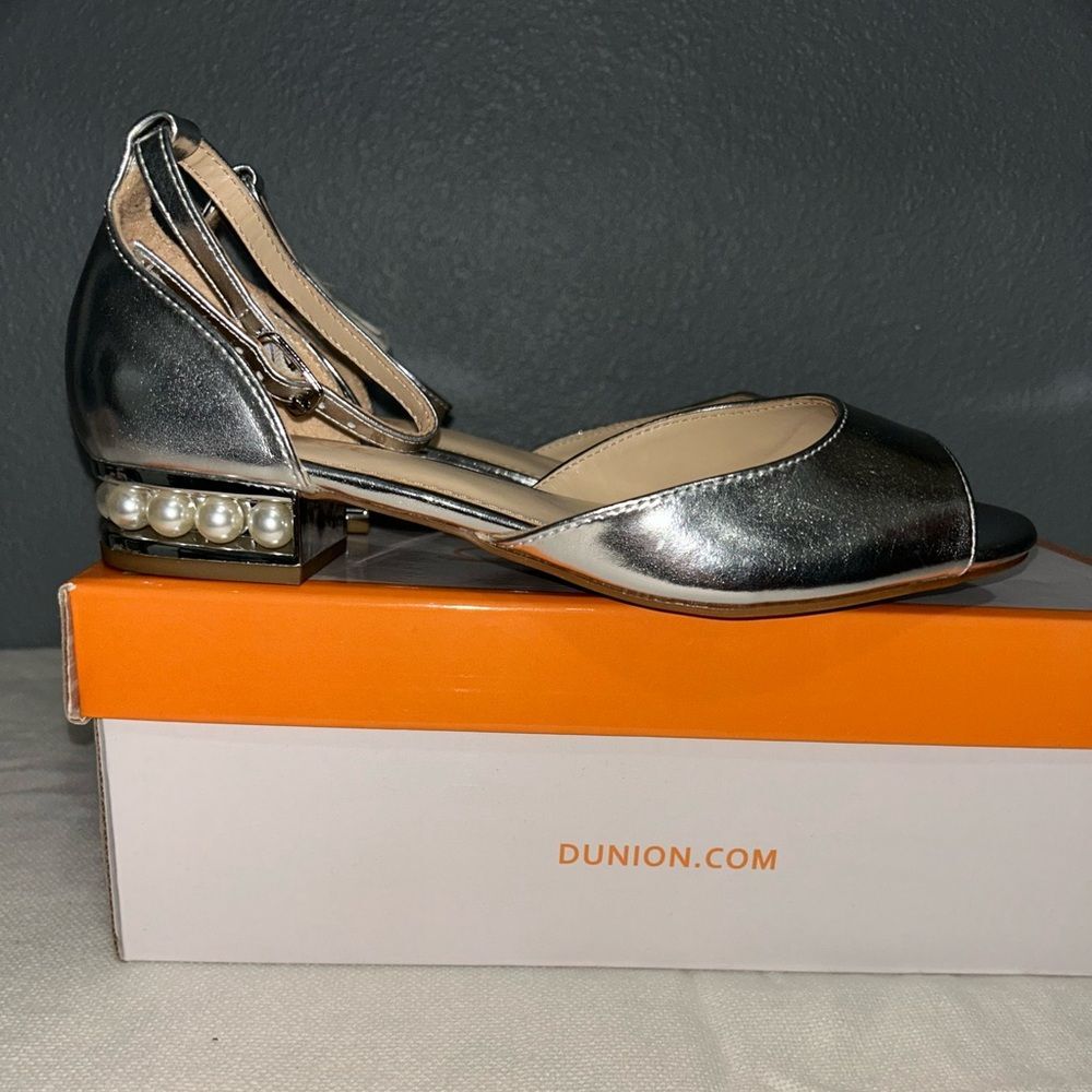 Silver Shoes with Pearl Heel